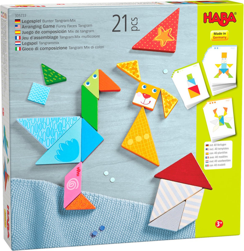 Gioco di forme miste Haba Tangram 21,9 x 21,9 cm in legno 21 pezzi