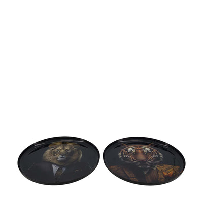 Dijk natural collections bandeja metal animal negro ø28cm