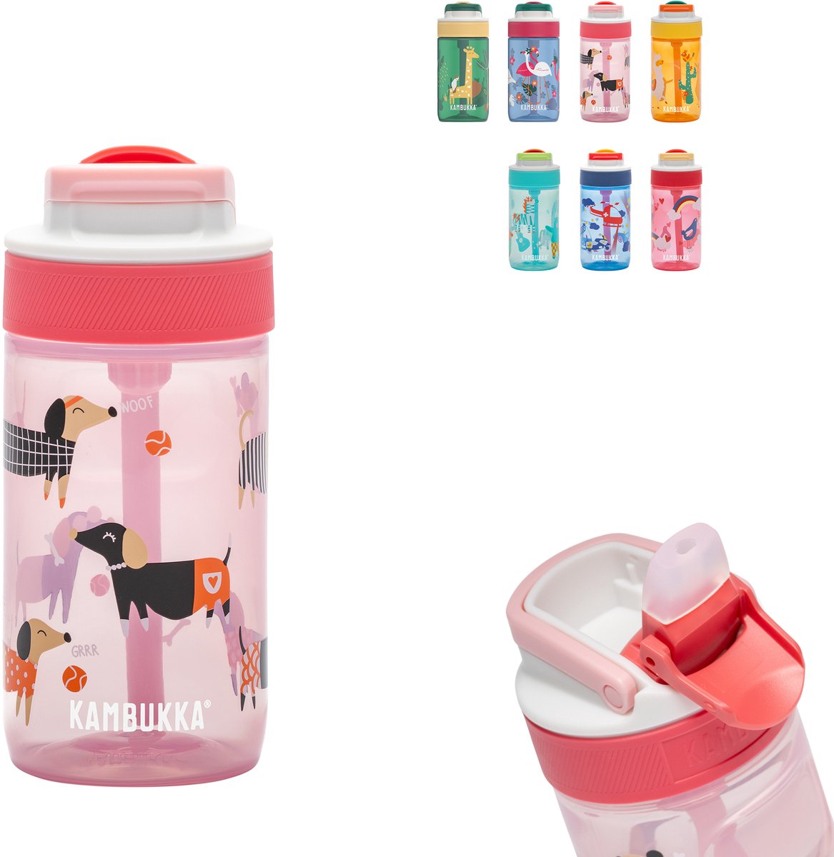Borraccia Kambukka Lagoon per bambini 400ml Diva Dogs - con cannuccia integrata - borraccia per bambini - bicchiere per la scuola