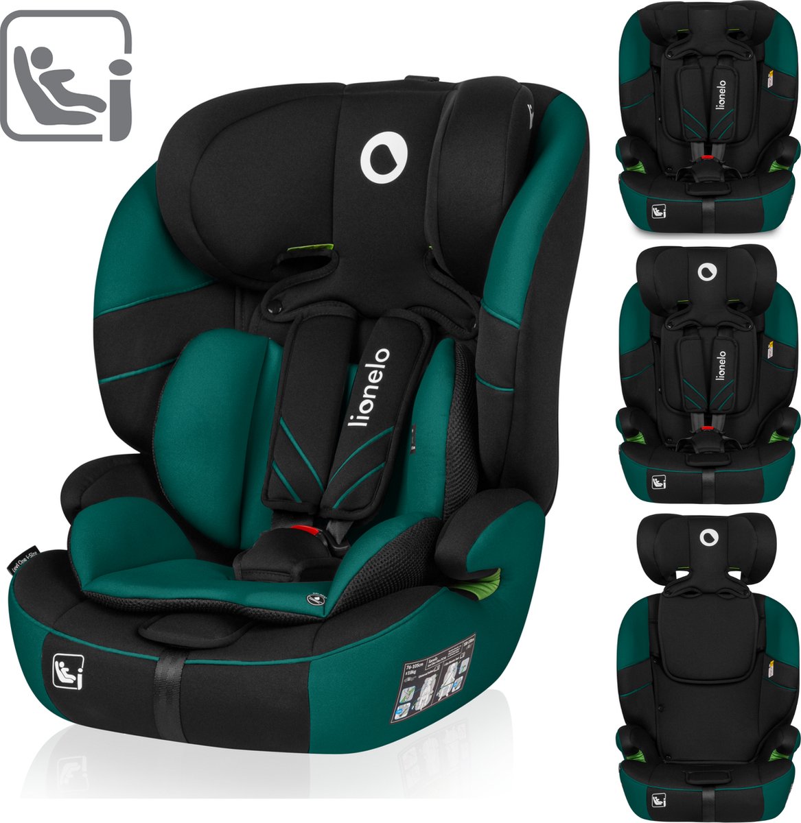 Lionelo levi one i-size - car seat 76-150 cm - group 0+ and 1 - dri-seat system - adjustable memory foam headrest - reinforced side protection - FWF mounting - comfortable armrests - wide seat with EPE foam - R129 - belt