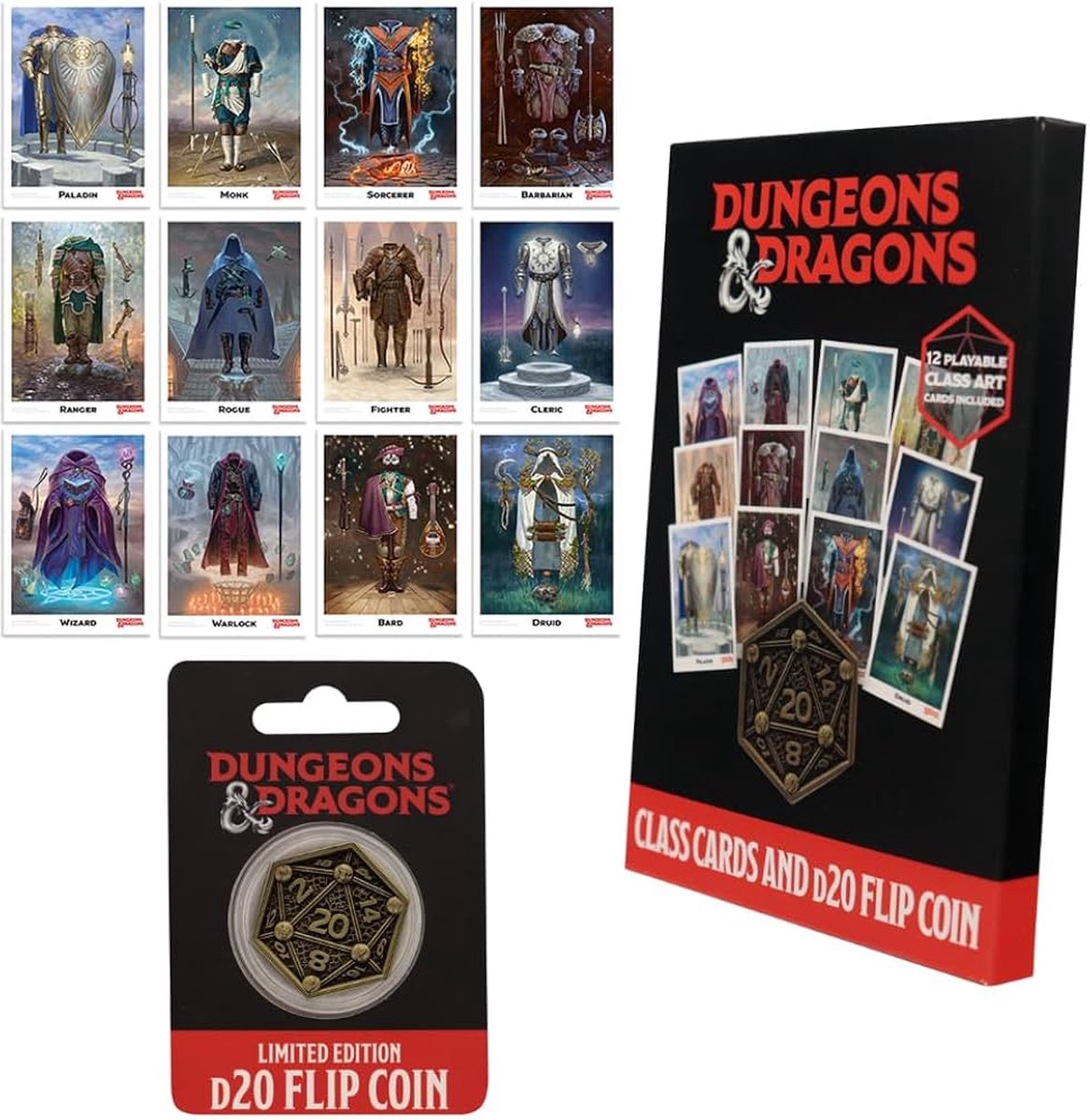 Dungeons and dragons dungeons dragons: class cards and d20 flip coin