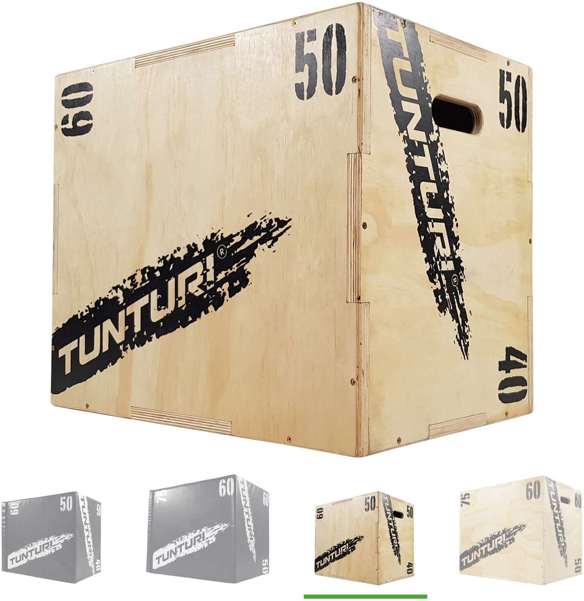 Tunturi plyo box voor krachttraining - houten fitness kist - jump box 40 50 60cm - incl. gratis fitness app