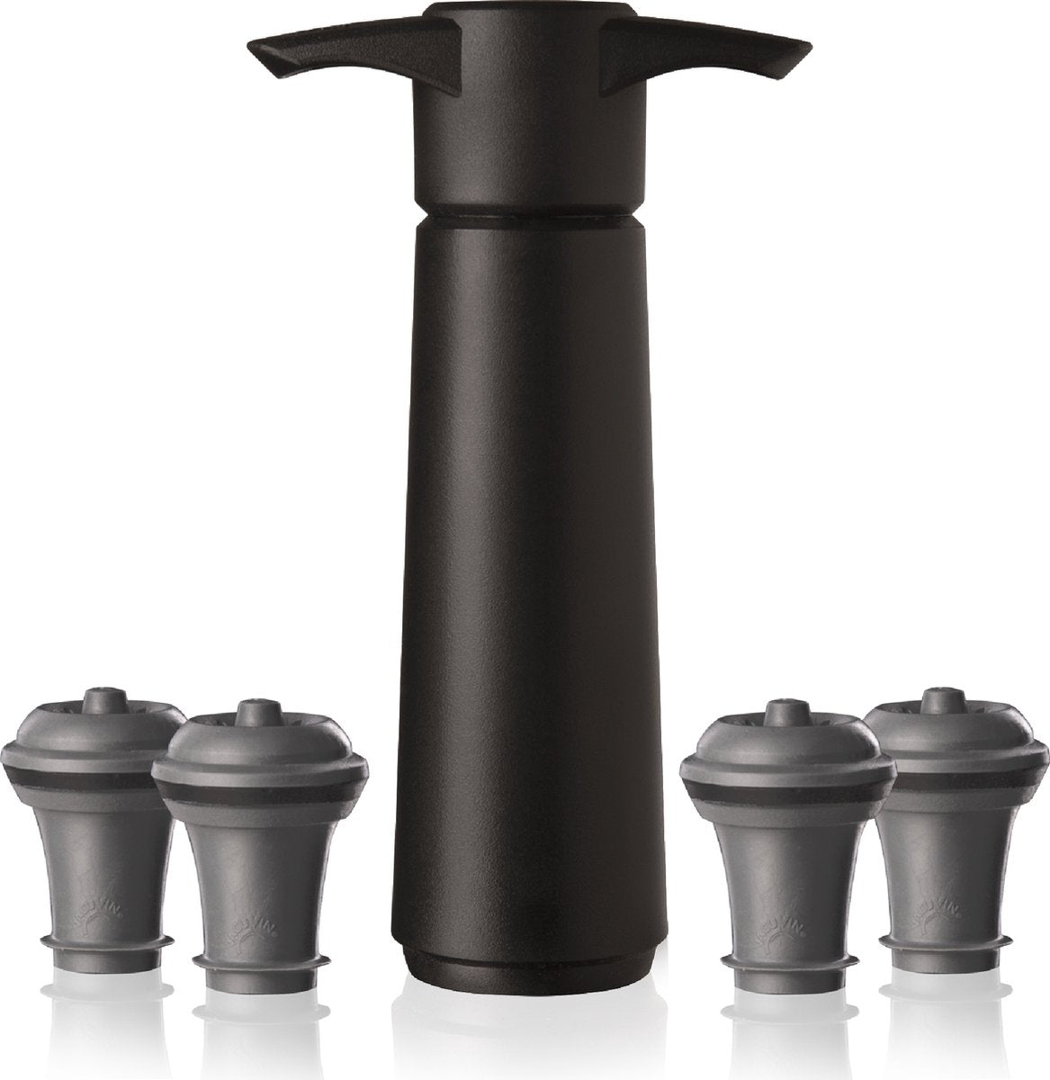 Vacuvin vacu vin wine saver zwart | vacuüm wijnpomp | 4 vacuum wine stoppers