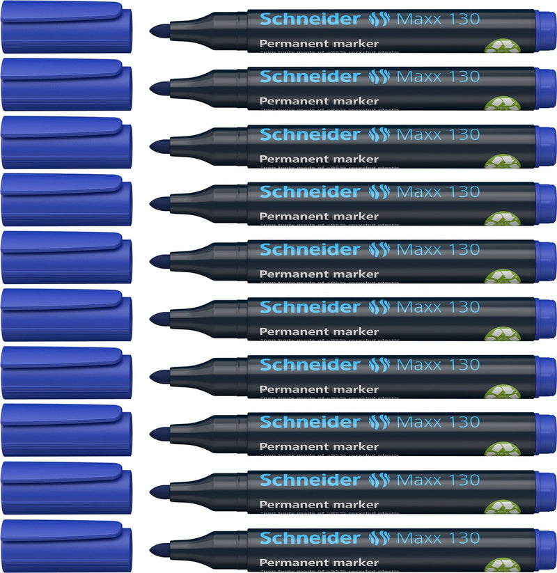 Schneider schrijfwaren schneider permanent marker - maxx 130 - ronde punt - schrijfkleur blauw - doos 10 stuks