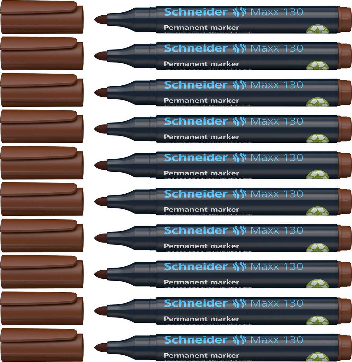 Schneider schrijfwaren schneider permanent marker - maxx 130 - ronde punt - bruin - lijnbreedte 1-3 mm - 10 stuks - s-113007-10
