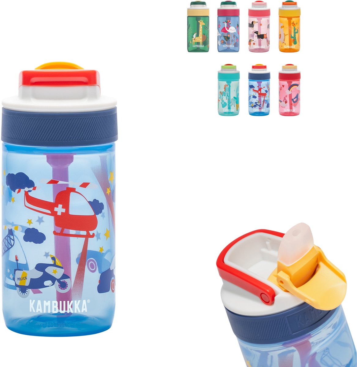 Borraccia Kambukka Lagoon per bambini 400ml pattuglia di polizia - con cannuccia integrata - borraccia per bambini - bicchiere per la scuola
