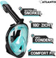 Máscara de snorkel Atlantis - gafas de buceo - snorkel - set de snorkel - máscara completa - adultos - negro turquesa - s m