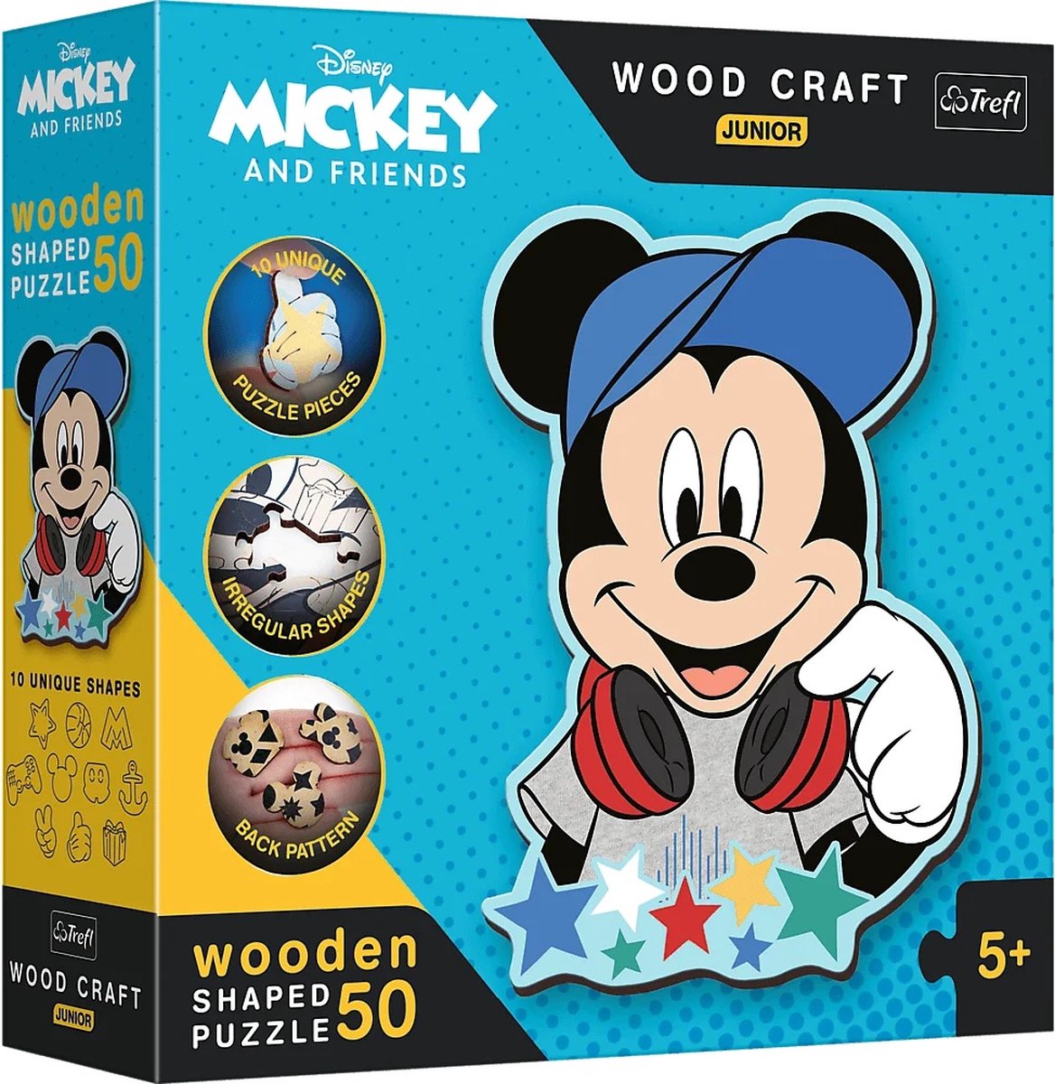 Trefl - rompecabezas - artesanía de madera junior - en el mundo de mickey disney mickey mouse y sus amigos_fsc mix 70%