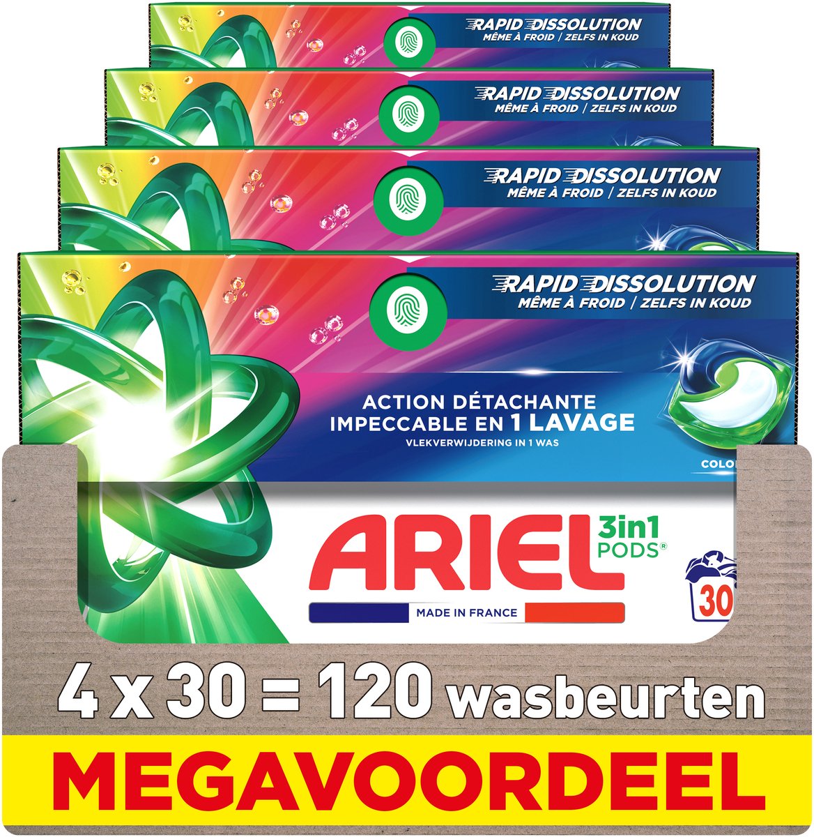 Detersivo in cialde Ariel 3in1 colore - 4 x 30 pezzi - 120 lavaggi