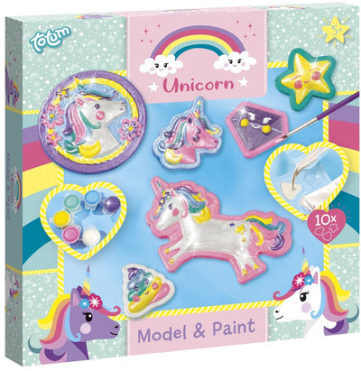Totum Unicorno in gesso per fusione e pittura – set artigianale da 10 personaggi – giocattoli creativi a partire da 5 anni con colori dell'arcobaleno