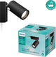 Philips Spot LED Philips Idris - antispruzzo IP44 - nero - 5W - lampada da bagno - un punto luce - adatto solo a faretti LED