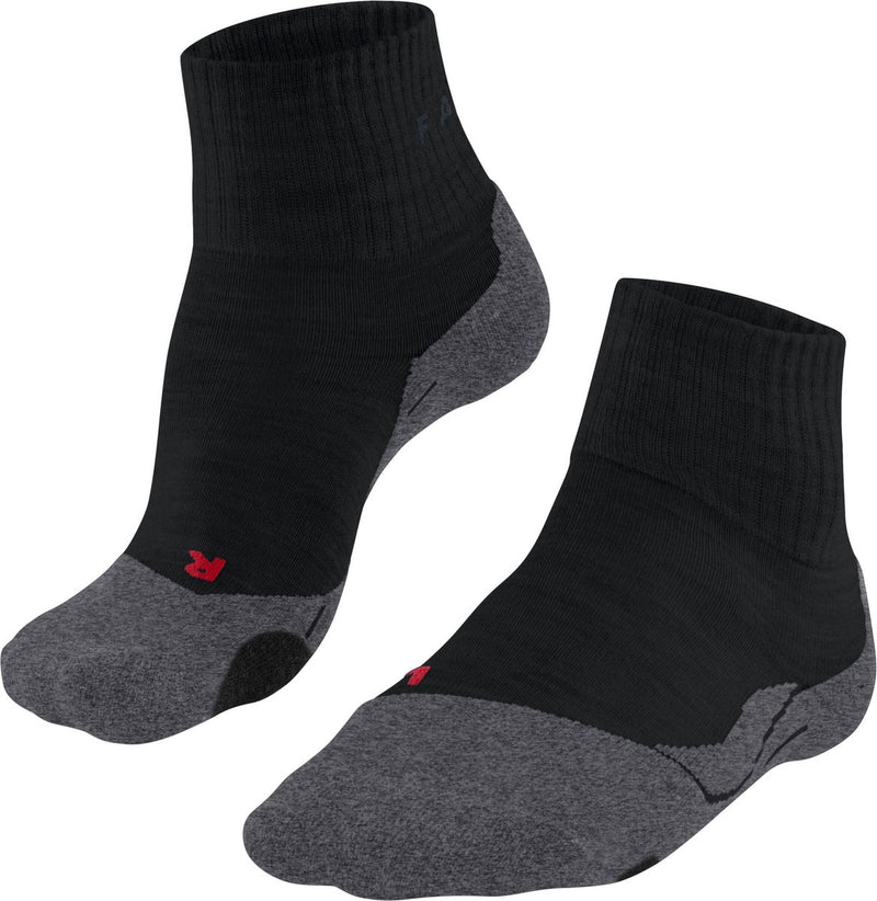 Falke tk2 calcetines cortos antiampollas de lana gruesa material funcional para caminar hombres negro - talla 44-45