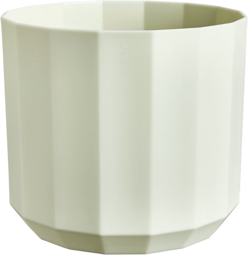 Elho sfaccettato rotondo 26 cm - vaso da fiori per interni - 100% plastica riciclata - ø 25,9 x h 23,3 cm - verde tè
