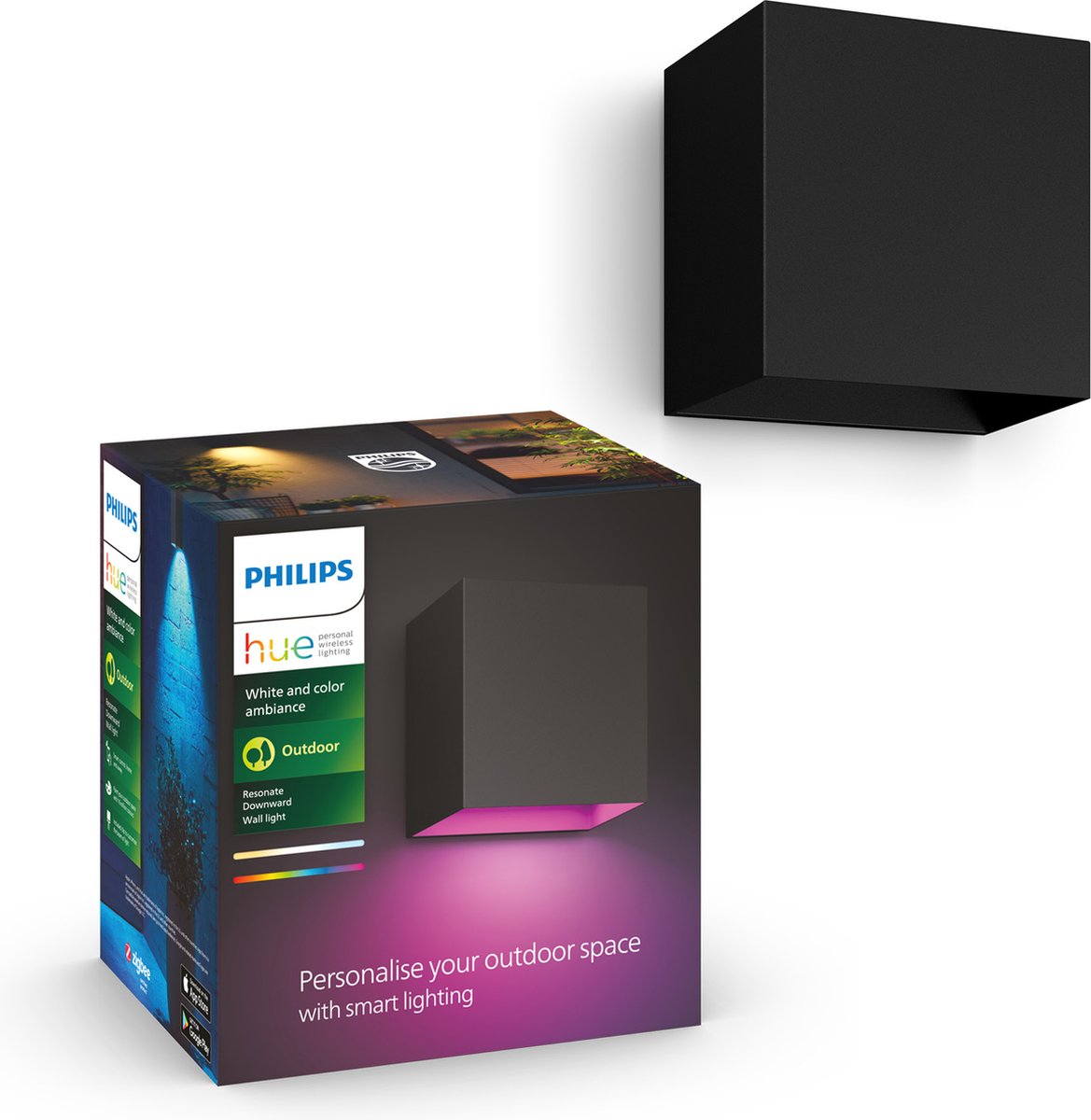 Philips hue resonate down - lámpara de pared - luz blanca y de colores - negro
