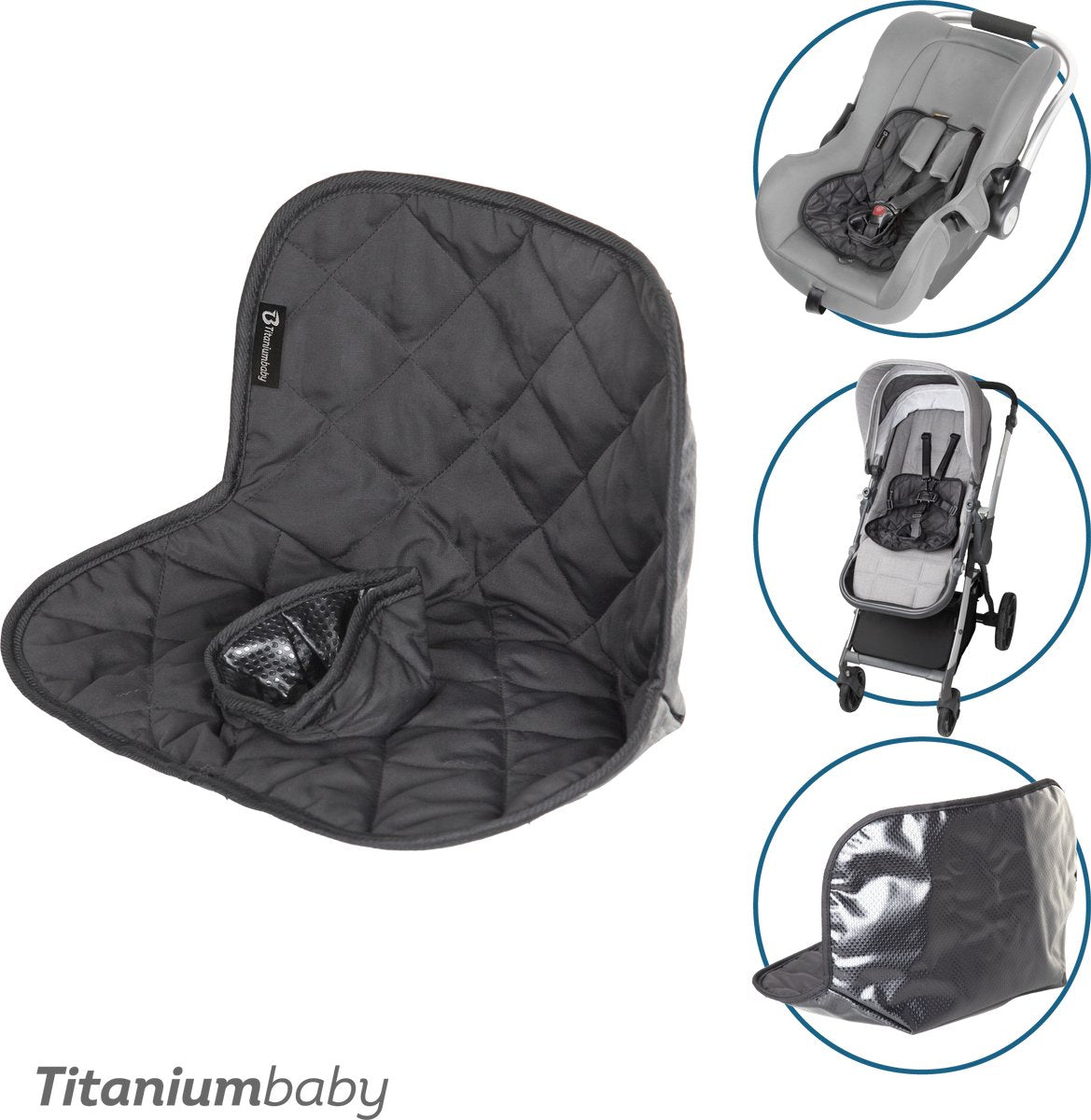 Protector de asiento impermeable de titanio para bebé (almohadilla para orinar) para cochecito de asiento de coche