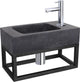 Differnz conjunto de fuente bombai negro - piedra natural - grifo recto cromado - con toallero - 40 x 22 x 9 cm
