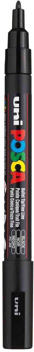 Uni-Posca Posca Marker, AFM PC-3M, line thickness 0.9-1.3 mm, fine, black, 1 piece