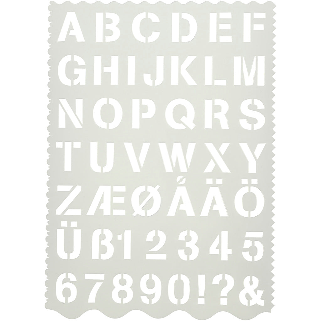 Sjabloon, letters en cijfers, h: 25 mm, vel 21x29 cm, 1 stuk