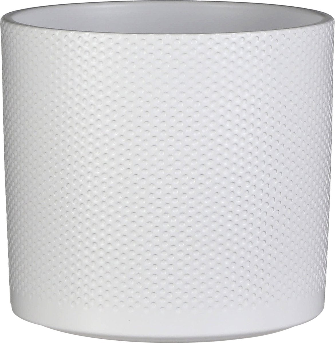 Mica decorations plantenpot - wit - relief - keramiek - 23 x 21 cm - plantenpotten binnen