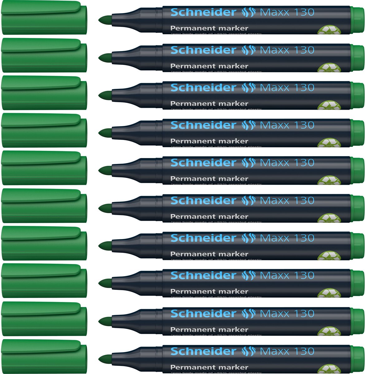Schneider schrijfwaren schneider permanent marker - maxx 130 - ronde punt - schrijfkleur groen - doos 10 stuks