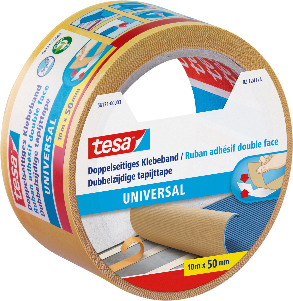 Tesa 1054494 - nastro per moquette universale 10m x 50mm | 6 pezzi