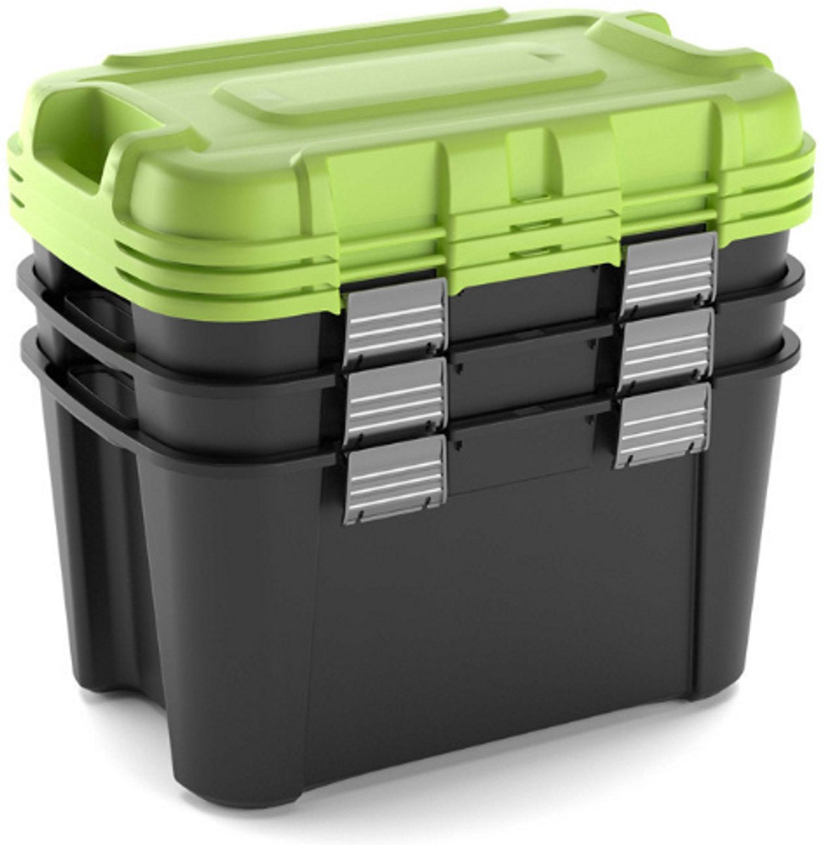 Caja de almacenamiento de tótem Keter - 3x80l - 79,5x39,5x37,1cm - negro verde