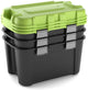 Caja de almacenamiento de tótem Keter - 3x80l - 79,5x39,5x37,1cm - negro verde