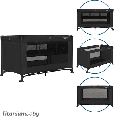 Titanium baby titaniumbaby campingbed smart jordan met verhoger 60x120 cm black inclusief draagtas