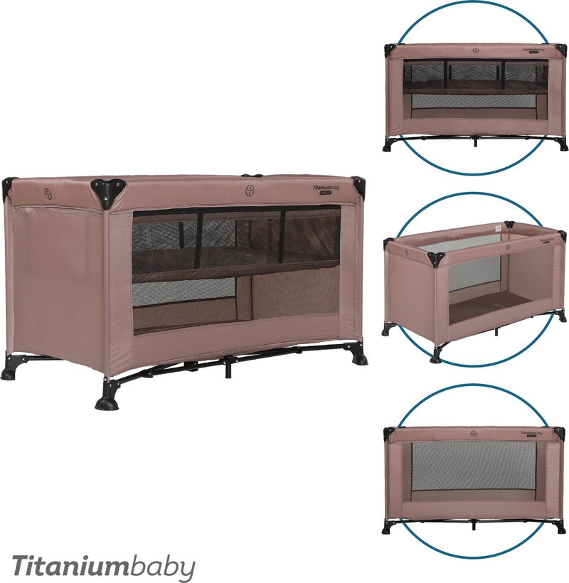 Titanium baby Cama de camping para bebé de titanio smart jordan con alzador 60x120 taupe incluida bolsa de transporte