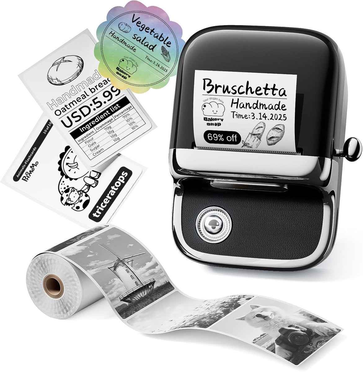 Phomemo m150 - etichettatrice bluetooth - mini stampante termica - stampante per etichette portatile - 203 dpi - per etichette organizzative e creative - nero