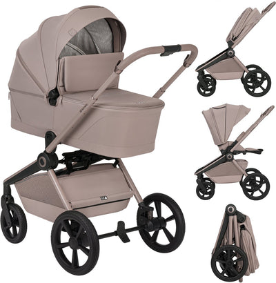 Lionelo freya 2in1 kinderwagen – reiswieg wandelwagen – vanaf geboorte tot 22 kg – premium buggy - pu-wielen met vering – voor- achterwaarts zitje – upf50+ kap – compleet accessoiresysteem