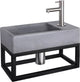 Juego de fuente Differnz force - hormigón gris oscuro - grifo recto cromo mate - con toallero - 40 x 22 x 9 cm