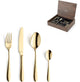Amefa Oxford - set di posate da 24 pezzi - per 6 persone - lucide - oro - in lussuosa scatola di legno