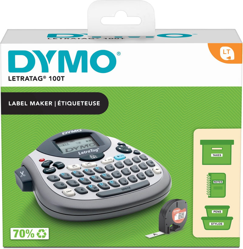 Etichettatrice Dymo letratag lt-100t | stampante per etichette portatile con tastiera azerty | argento | ideale per l'ufficio o la casa
