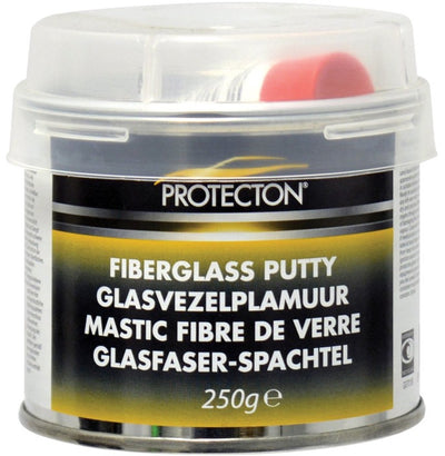 Protecton fiberglass filler - for repairing larger dents, holes and cracks - adheres to metal, wood, concrete, plastic - resistant to chemicals and weather influences - incl. tube of hardener - 250gr