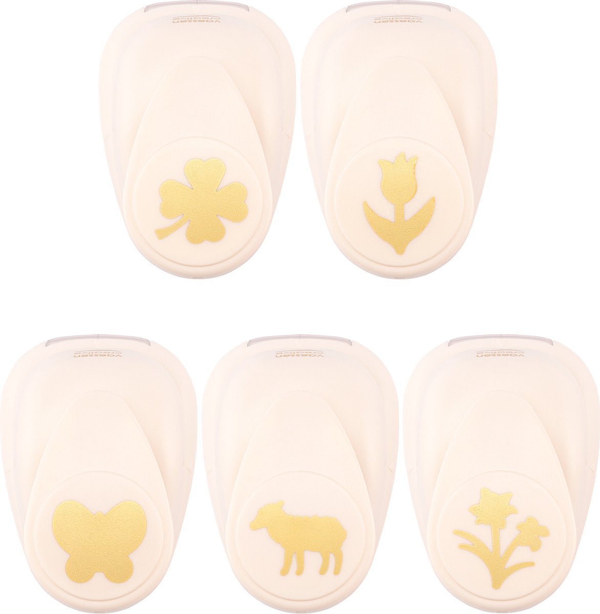 Vaessen creative pons set - figuurpons - lente - 5 st. - 1,8 tot 2,5 cm