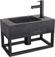 Set fontana Differnz bombai nero - pietra naturale - rubinetto dritto nero opaco - con portasciugamani - 40 x 22 x 9 cm