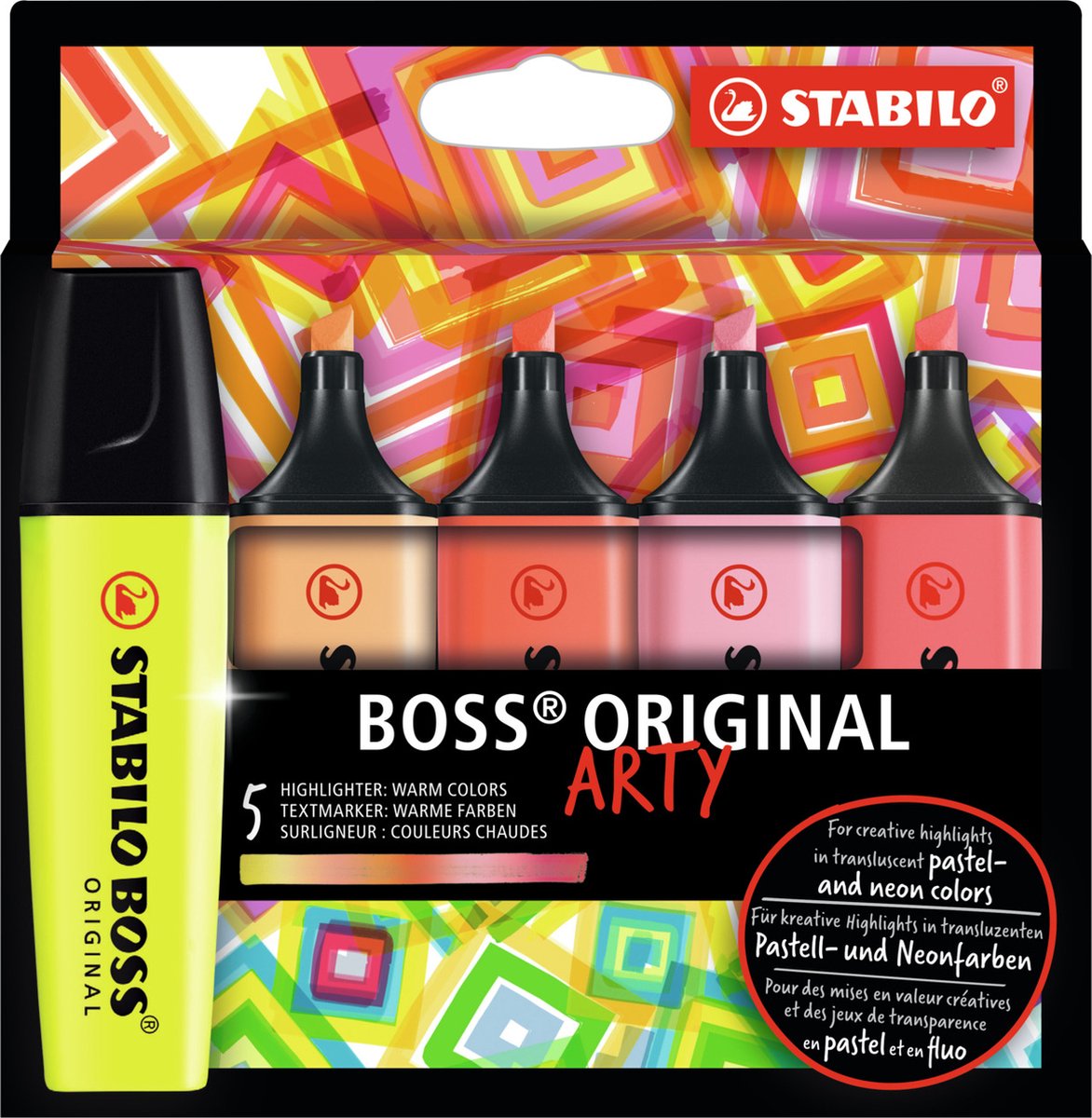 Stabilo boss original - markeerstift - hoogste kwaliteit - etui met 5 kleuren