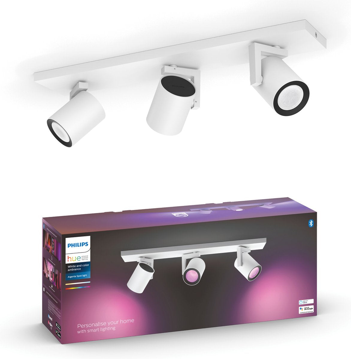 Philips hue argenta opbouwspot - wit en gekleurd licht - 3-spots - wit