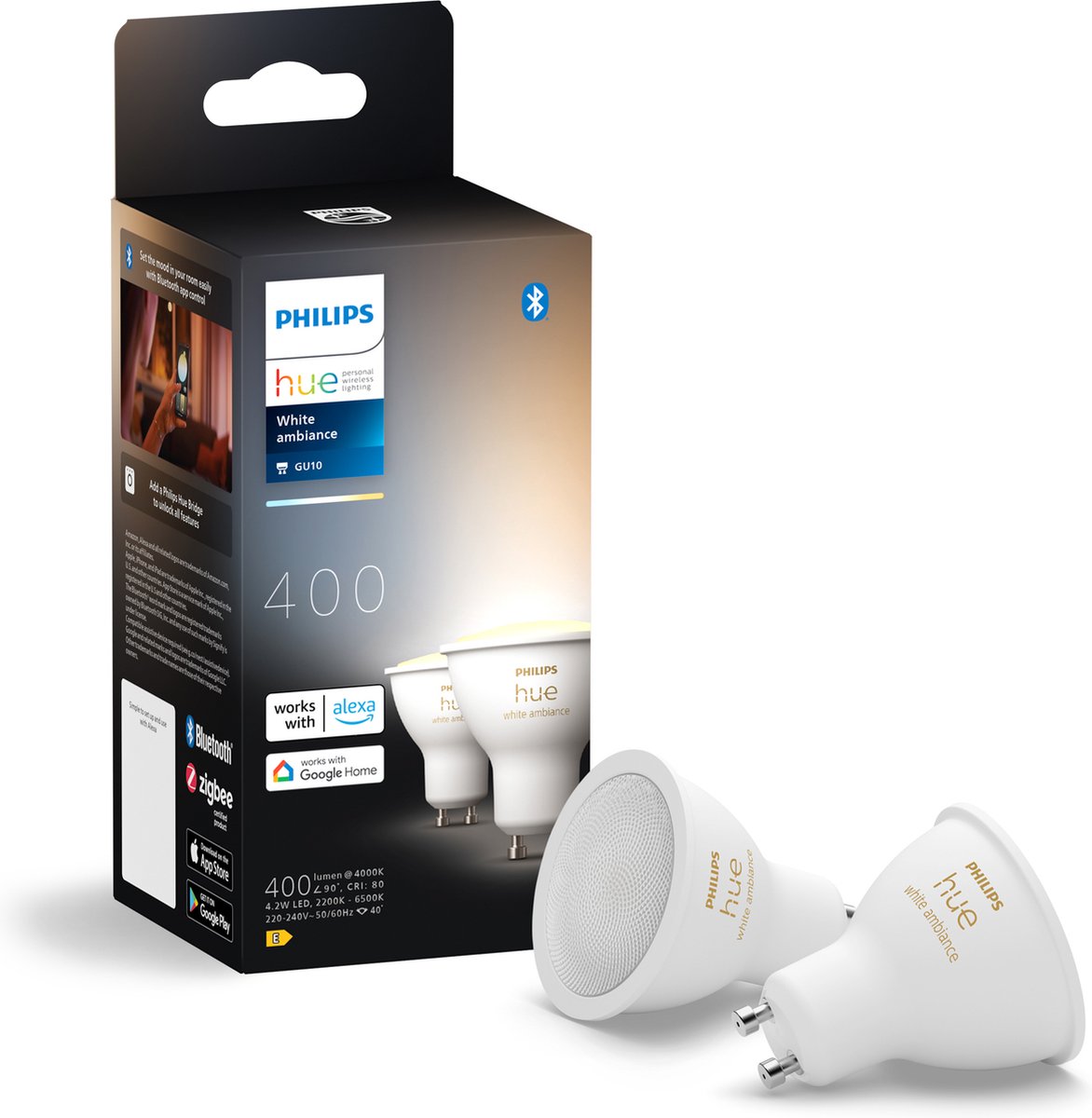 Philips hue spot - warm-tot koelwit licht - 2 pack - gu10