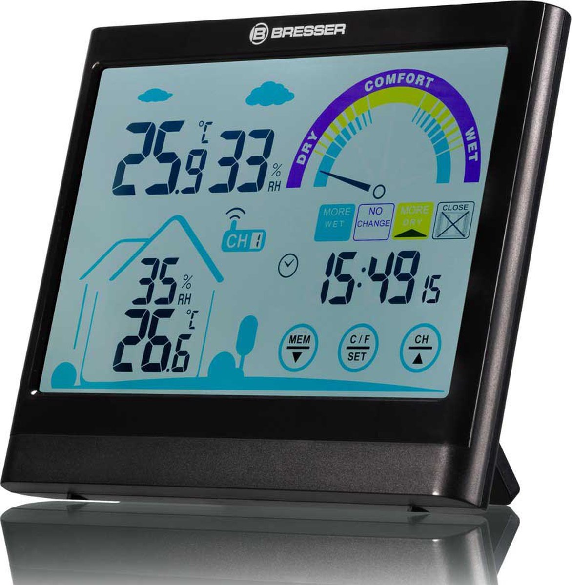 Bresser weerstation theremo- en hygrometer - ventair - met touchscreen - met ventilatieadvies