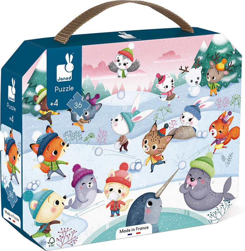 Janod - Puzzle Snow Party - in custodia puzzle - 36 pezzi - adatto a partire da 4 anni