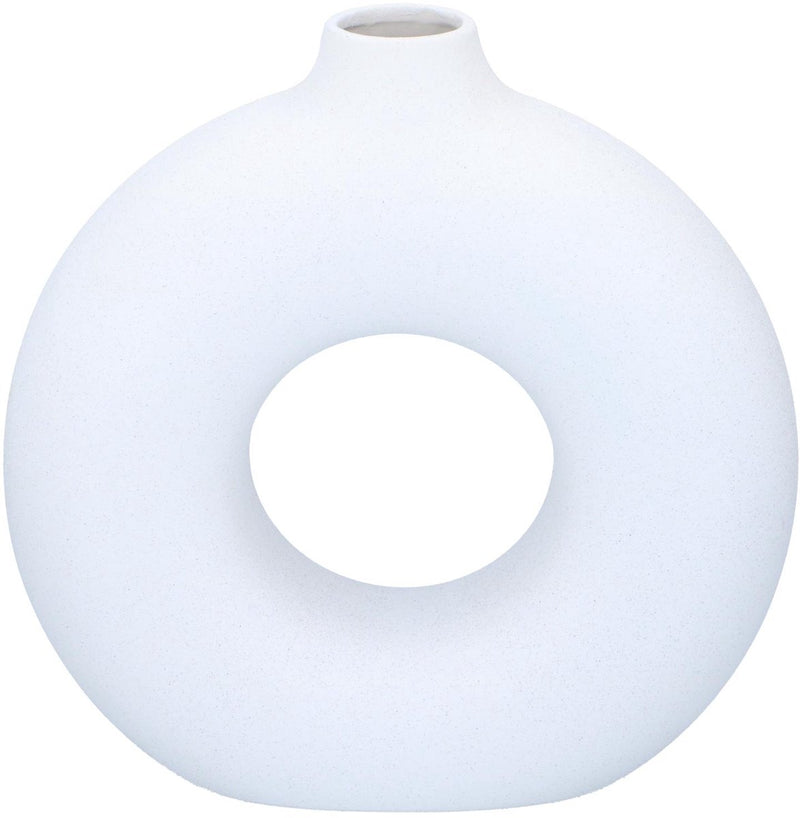 Arti casa Jarrón Decorativo Redondo con Centro Abierto - Jarrón Blanco para Decoración de Interiores - Jarrón Moderno para Flores o Accesorios - 31 x 10,5 x 31 cm - Blanco