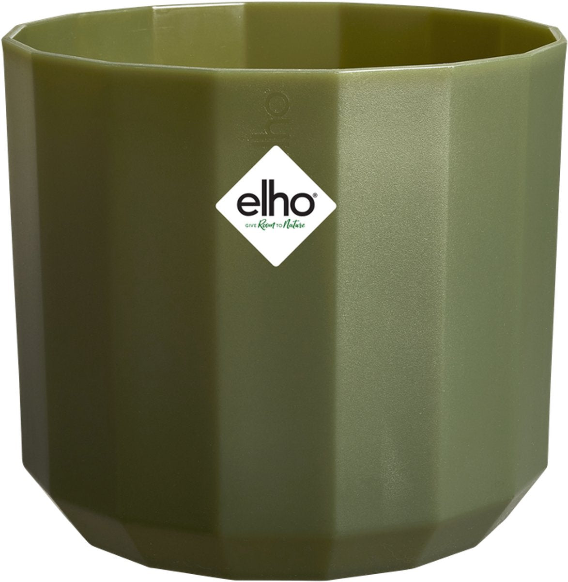 Elho facet round 23cm - macetero para interior - 100% plástico reciclado - ø 22,7 x h 20,4 cm - verde bosque