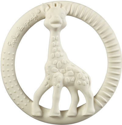 Anello da dentizione Sophie la giraffa so'pure - giocattolo per bebè - regalo di maternità - regalo per baby shower - 100% gomma naturale - in confezione regalo riciclata con fiocco in cotone biologico - da 0 mesi - ø8 cm - bianco