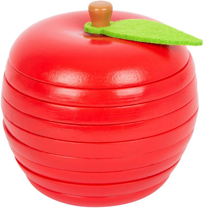 Pequeño juego de apilamiento de madera de pie manzana