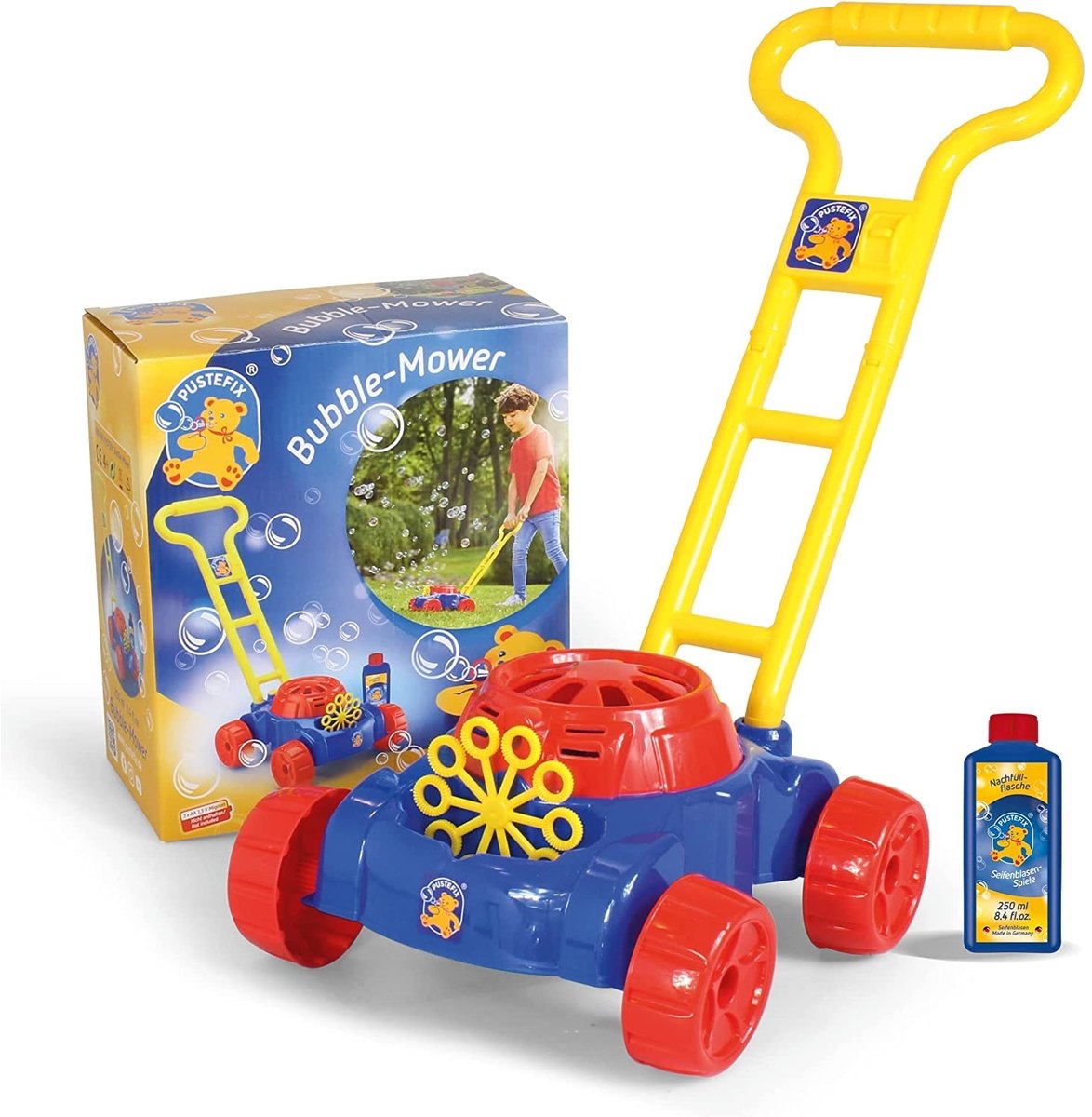 Pustefix - tosaerba - bambino - soffiatore di bolle