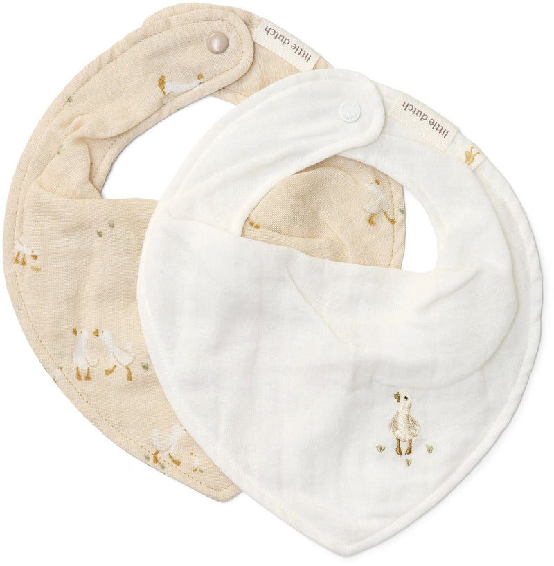 Bavaglino bandana olandese in confezione da 2 - bianco - naturali per neonati - piccola oca