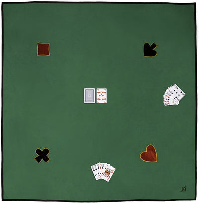 Alfombra de cartas Engelhart – 120 x 120 cm – 100% algodón – con 4 aplicaciones – lavable – alfombra de juego para juegos de cartas y noches de juego –