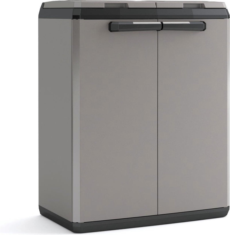 Keter split basic recycling vuilnisbak voor buiten - 68x39x85 cm - grijs zwart
